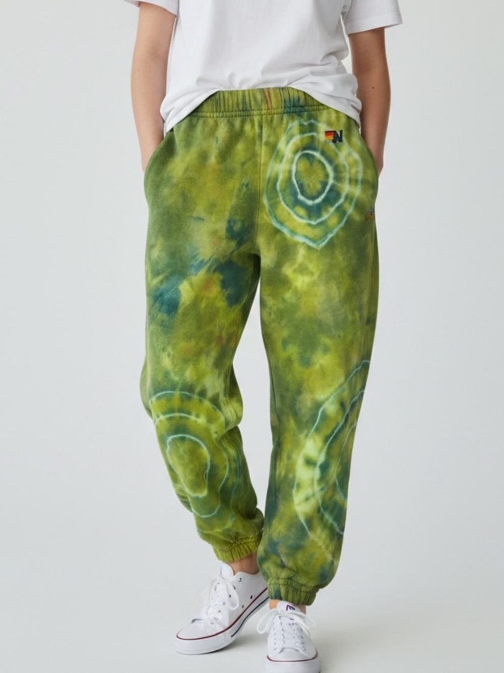 Aviator Nation Kid’s Hand Dyed Sweatpants Tie Dye Green Yellow